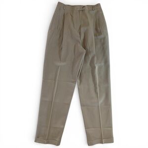 Vintage Austin Reed Khaki Wool Trousers, Women’s 8, Pleated Cuffed Workwear